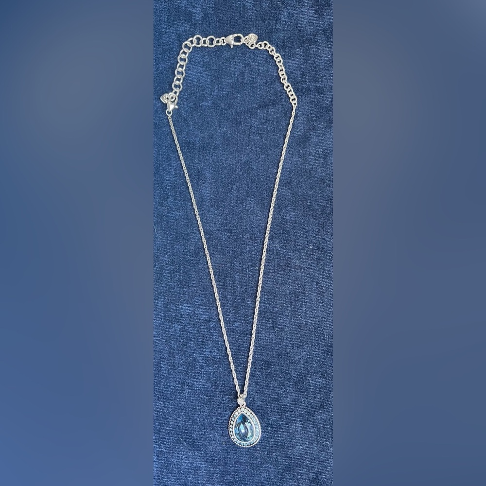 Brighton Silver Necklace with Blue Pendant